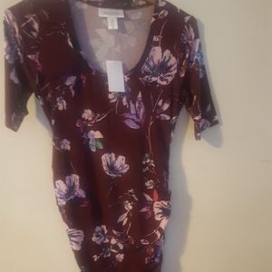 Motherhood side ruched floral dress